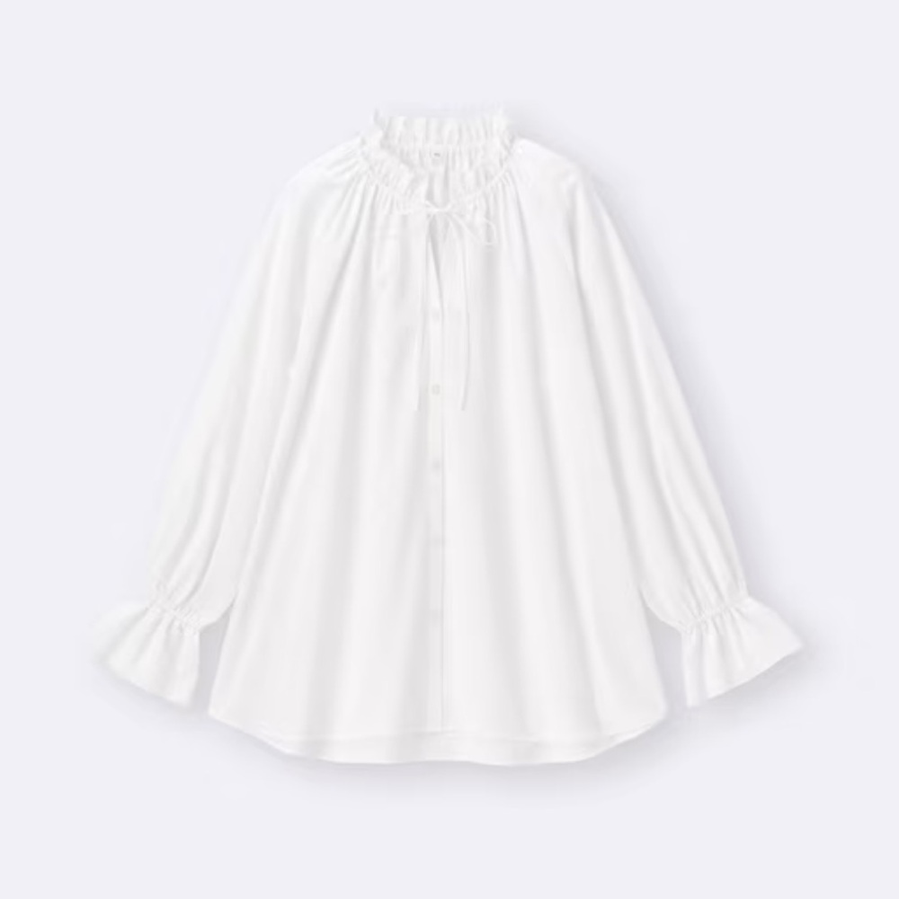 GU Frilled Neck Tunic in White